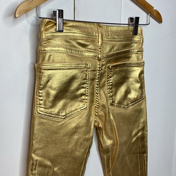 Fidelity Sola Metallic Gold Foil Jeans - 25 - Skinny - NEW - Picture 7 of 10